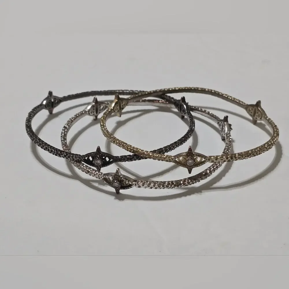 Kendra Scott Bundle of Jeweled Bangle‎ Bracelets Gunmetal silver Gold Plated Lot